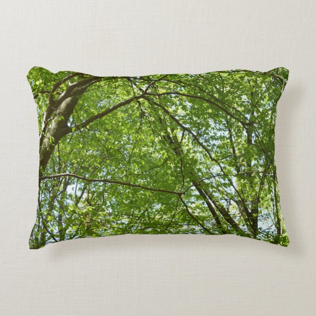 "Canopy of Spring Blätter Green Nature Scene Dekokissen (Vorderseite)