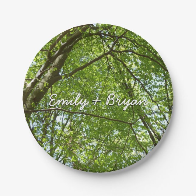 "Canopy of Spring Blätter Green Nature Scene Pappteller (Vorderseite)
