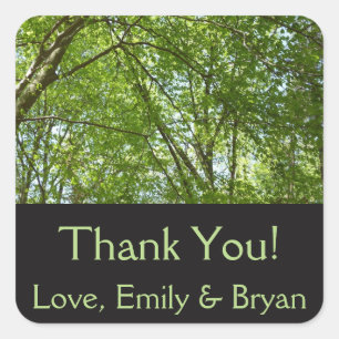 "Canopy of Spring Blätter Green Nature Scene Quadratischer Aufkleber