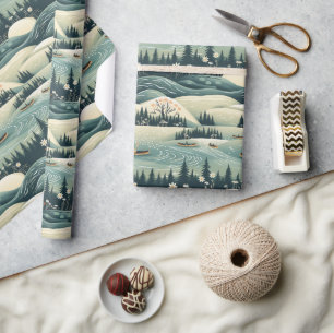 Canoy Journey & River Flow Feather Design Geschenkpapier