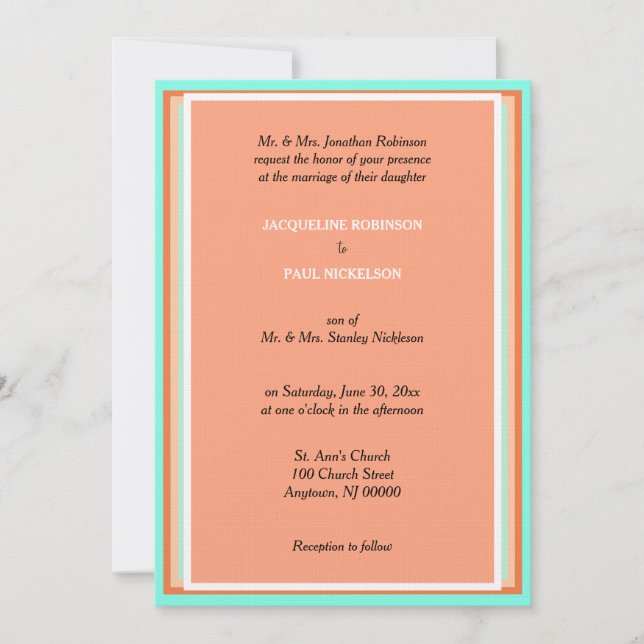 Cantaloupe Fruit Blue Geometric Wedding Einladung (Vorderseite)