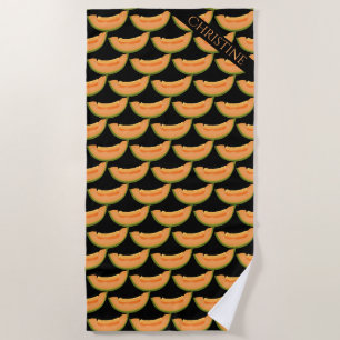 Cantaloupe Melon Fruit Muster Name oder Text hinzu Strandtuch