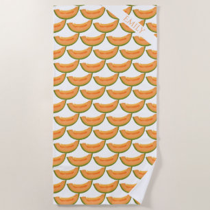 Cantaloupe Melon Fruit Muster Name oder Text hinzu Strandtuch