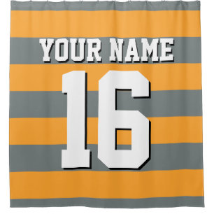 Cantaloupe Orange Charcoal Sports Jersey Streifen Duschvorhang