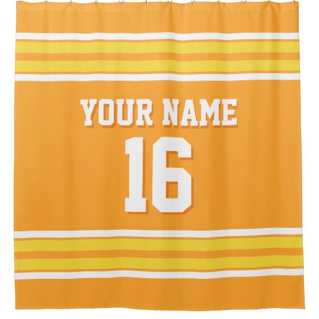 Cantaloupe Orange Yellow Whstreifens Sports Jersey Duschvorhang (Vorderseite)