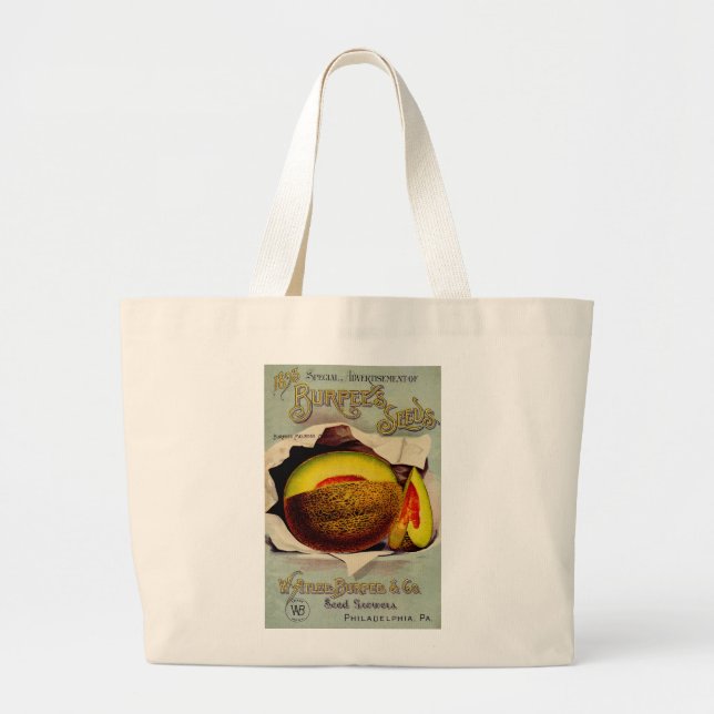 Cantaloupe Seed Advertising Art Antique Jumbo Stoffbeutel (Vorne)