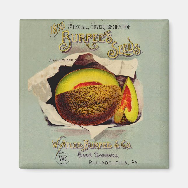 Cantaloupe Seed Advertising Art Antique Magnet (Vorne)