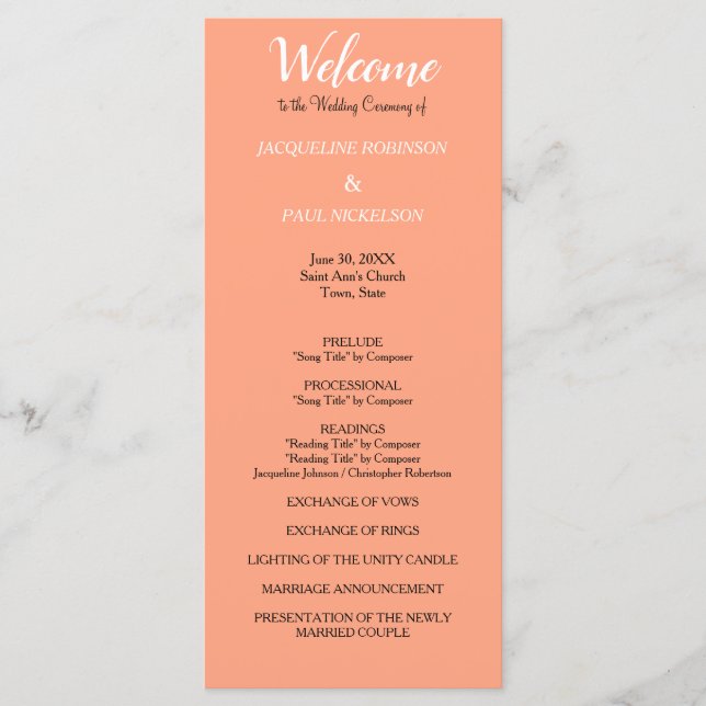 Cantaloupe Wedding Program Programm (Vorderseite)