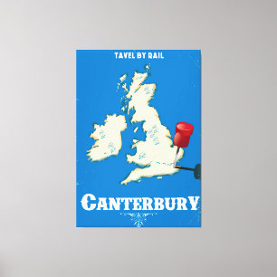 Canterbury Britische Inseln Vintage-Bahn-Plakat Leinwanddruck