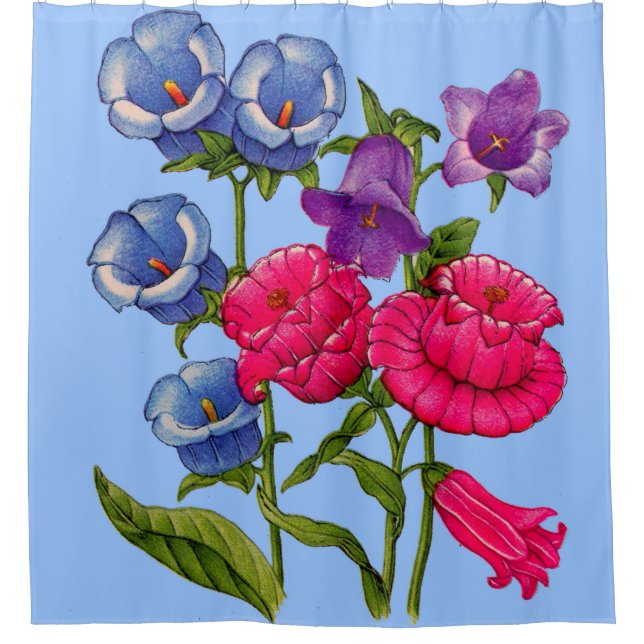 Canterbury-Glockenschrift Blume Duschvorhang (Vorderseite)