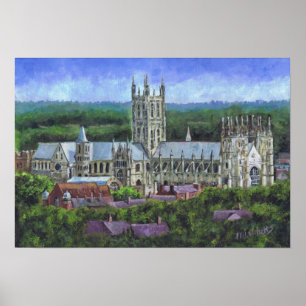 Canterbury-Kathedrale von weitem Poster