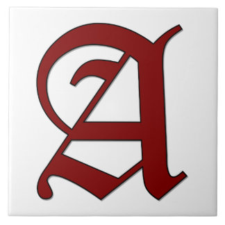 Canterbury Letter A in Red Monogram Tile Fliese