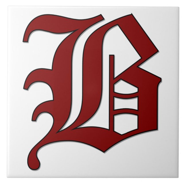 Canterbury Letter B in Roter Monogramm-Tile Fliese (Vorderseite)
