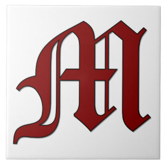 Canterbury Letter M in Roter Monogramm-Tile Fliese