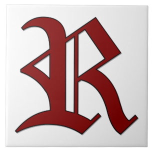 Canterbury Letter R in Roter Monogramm-Tile Fliese