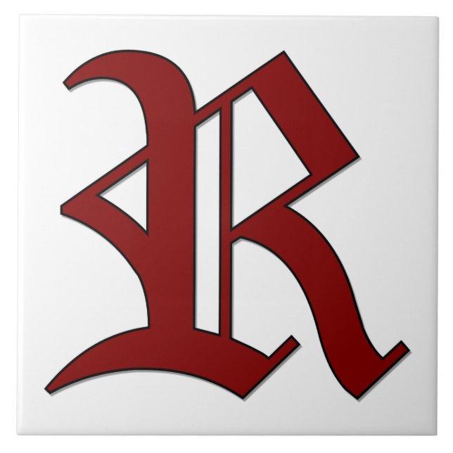 Canterbury Letter R in Roter Monogramm-Tile Fliese (Vorderseite)