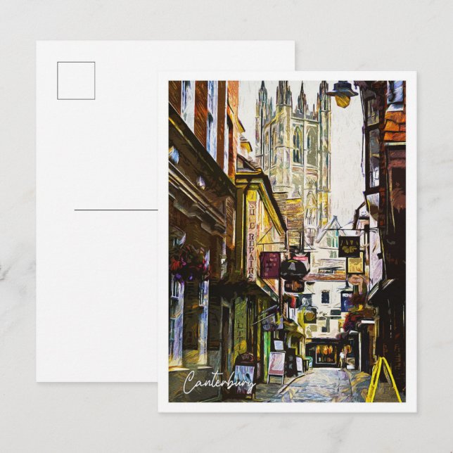 Canterbury Vereinigtes Königreich Schöne Ölfarbe Postkarte (Vorne/Hinten)