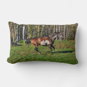 Cantering Pinto Paint Horse & Tree Equine Foto Lendenkissen