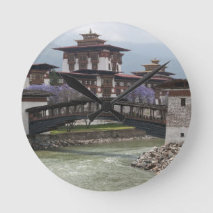 Cantilevered bridge near Punakha Dzong palace Runde Wanduhr