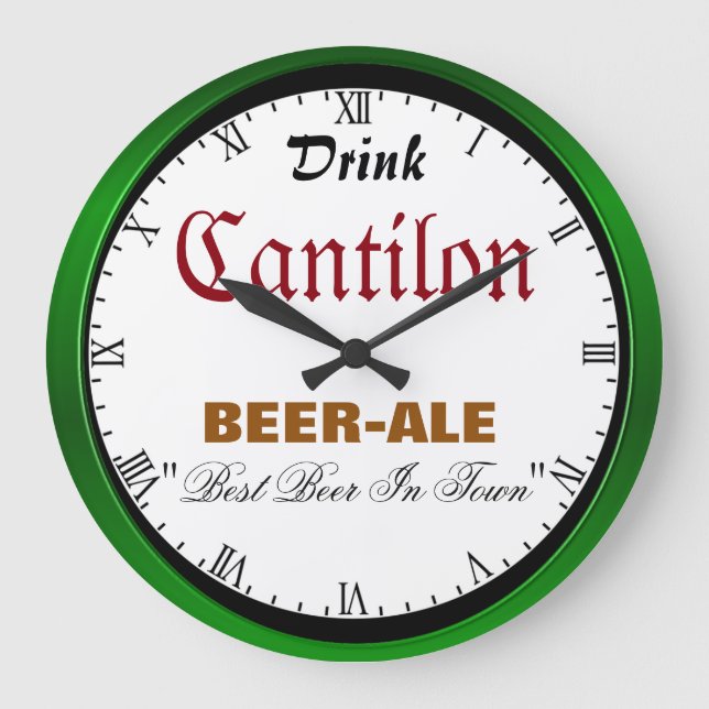 Cantlon Bier Große Wanduhr (Vorderseite)