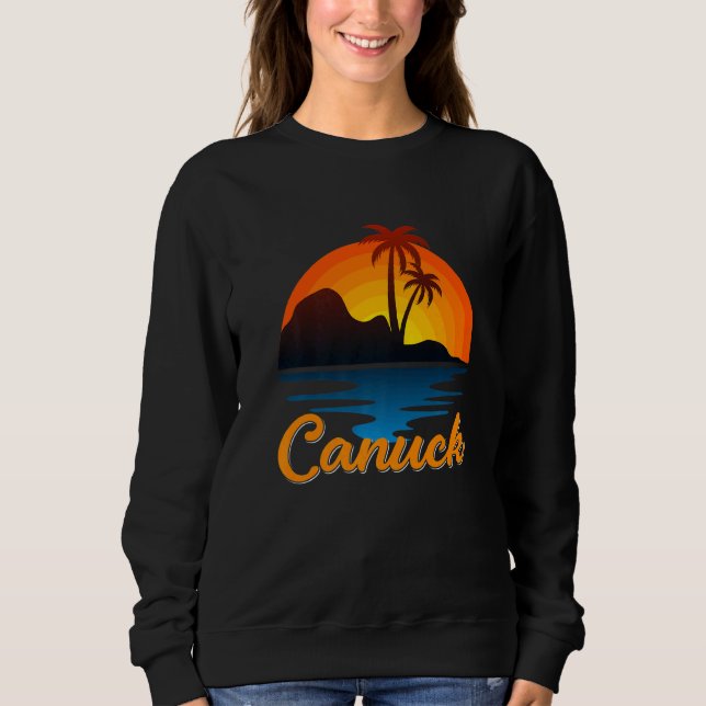 Canuck Vancouver Palm Tree Island Sunset Kanada Sweatshirt (Vorderseite)