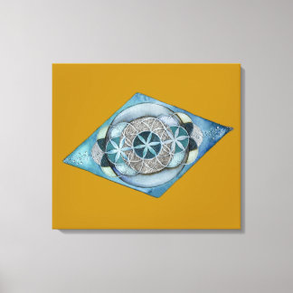 Canvas Atlantic Blue with Sacred Geometry Design Leinwanddruck