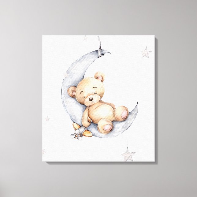 Canvas Print - Bärenschlaf auf dem Wappen Mond Leinwanddruck (Vorderseite)