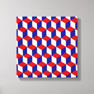 Canvas Print - Blockillusion in rot, weiß, blau Leinwanddruck