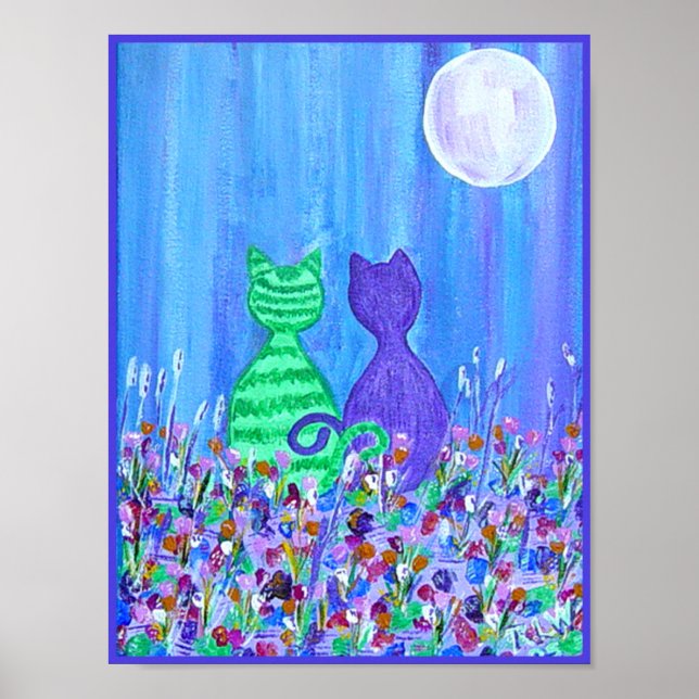 Canvas Print -Cats in the Moonlight Poster (Vorne)