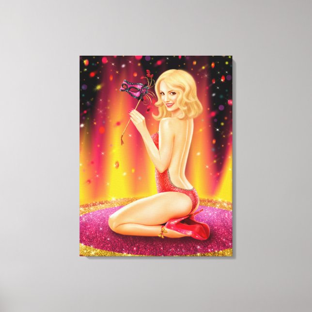 Canvas Print Glamour schönes Button up Girl Show Leinwanddruck (Vorderseite)