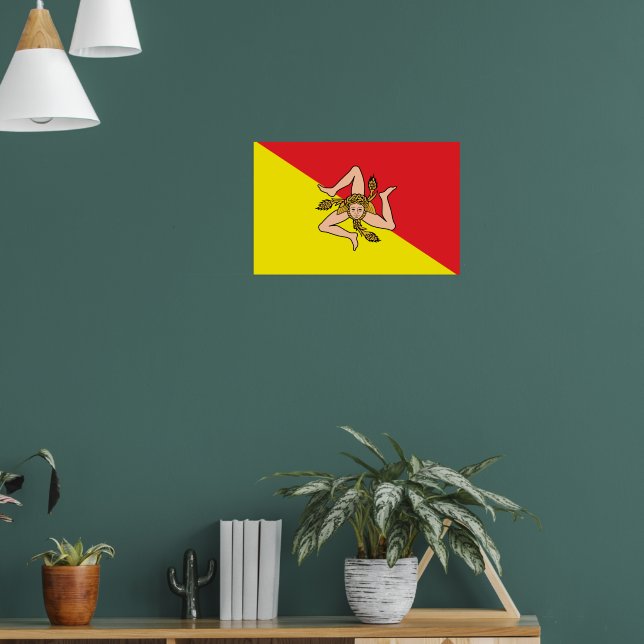 Canvas Print mit Flag Sizilien, Italien Poster (Wohnzimmer 1)