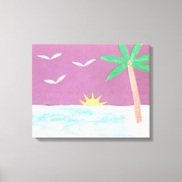 Canvas Print of Palm Tree and Magenta Sky Leinwanddruck