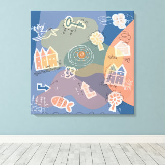 canvas stad blauw leinwanddruck