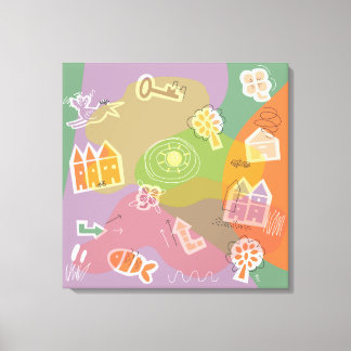 canvas stad huizen oranje leinwanddruck