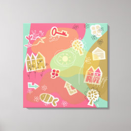 canvas stad roze leinwanddruck