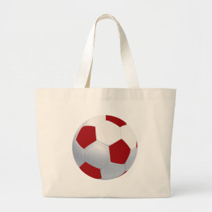 Canvas-Tasche mit rotem und weißem Fußball Jumbo Stoffbeutel