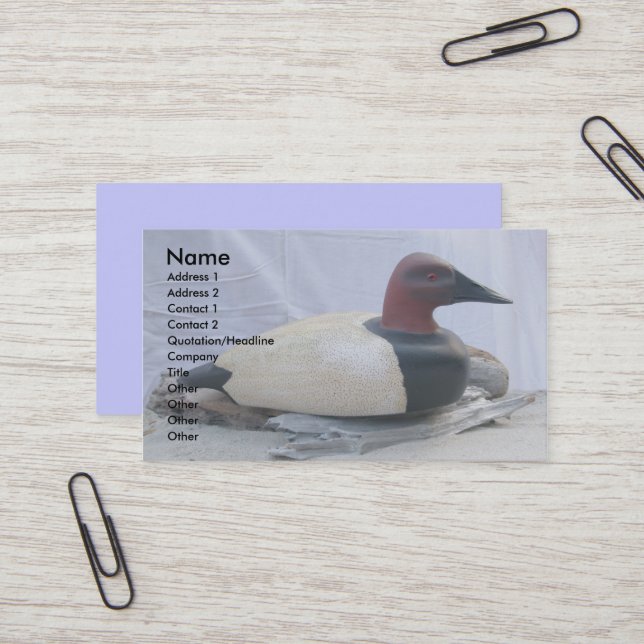 Canvasback Decoy #1 Visitenkarten Visitenkarte (Vorderseite/Rückseite Beispiel)