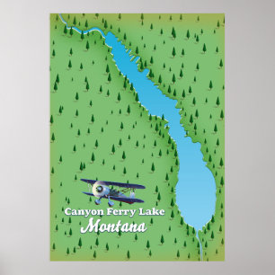 Canyon Ferry Lake Montana Seekarte Poster