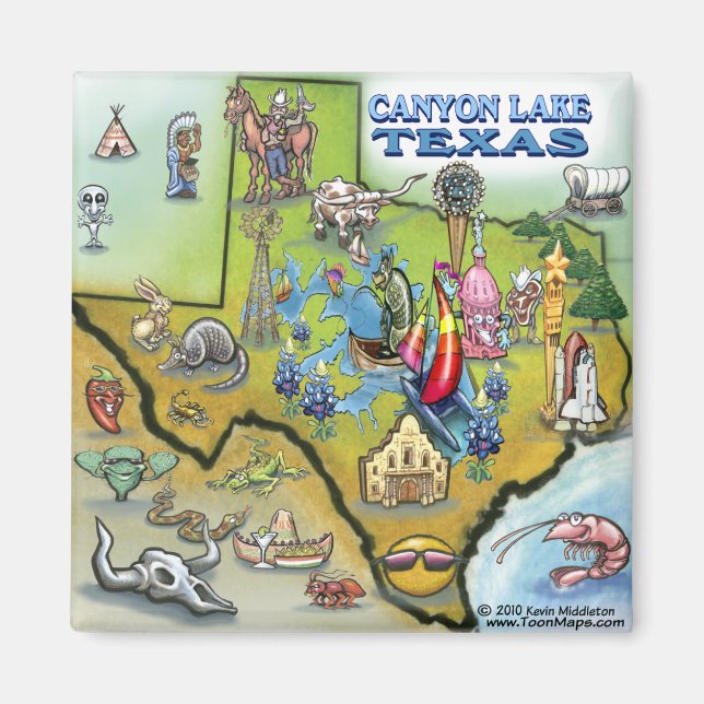 Canyon Lake TEXAS Karte Magnet (Vorne)