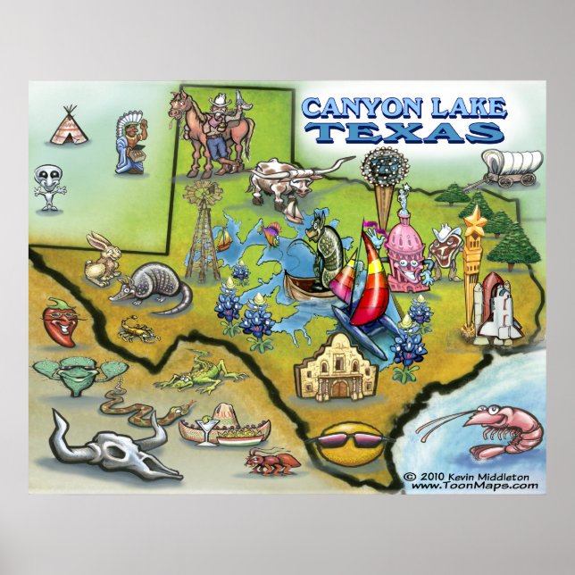 Canyon Lake TEXAS Karte Poster (Vorne)