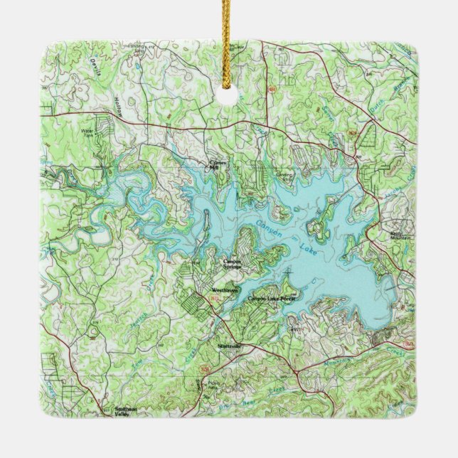 Canyon Lake TX Topo Karte Keramikornament (Rückseite)