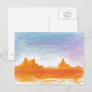 Canyon Landscape Orange Abstrakte Malkunst Postkarte