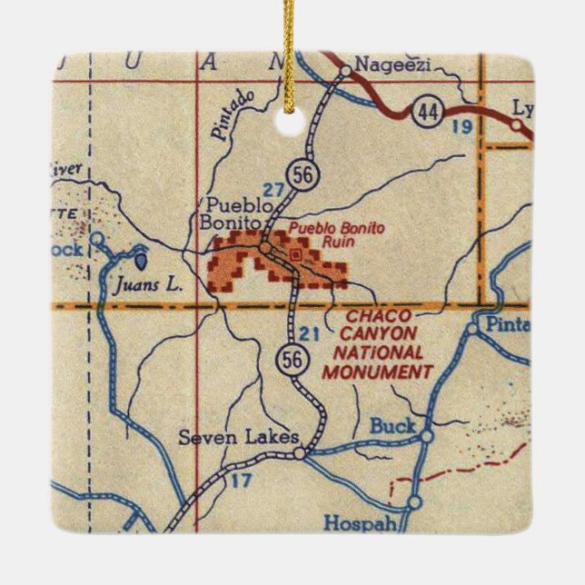 Canyon National Monument Vintage Karte Keramikornament (Rückseite)