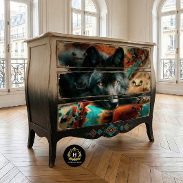 Canyon Night Black Wolf Portrait Seidenpapier