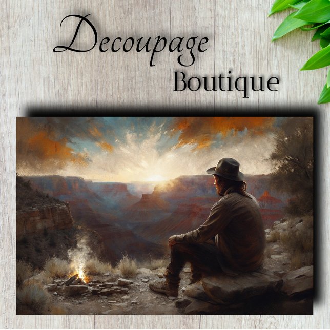 Canyon Sunset Cowboy Decoupage Seidenpapier (Canyon Sunset Cowboy Decoupage Tissue Paper)