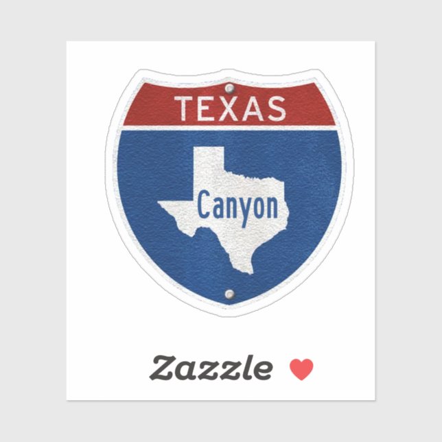 Canyon Texas Road Sign Aufkleber (Blatt)