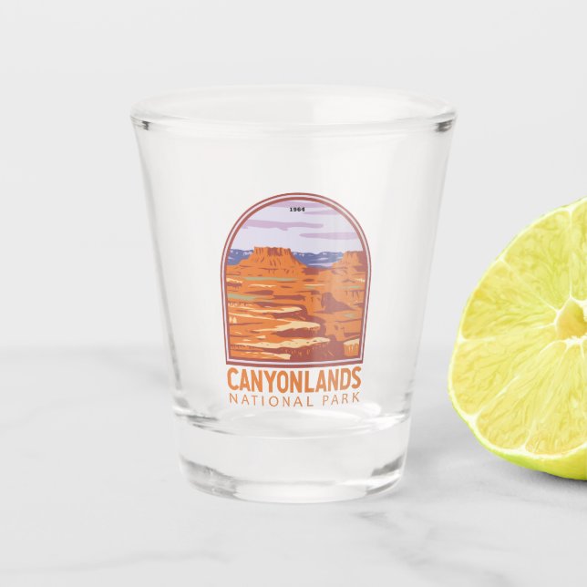 Canyonlands National Park Island Im Sky Retro Schnapsglas (Vorderseite)