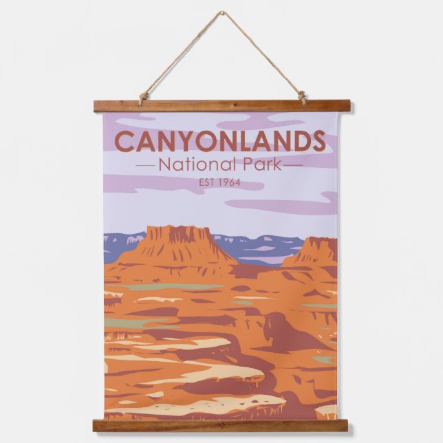 Canyonlands National Park Island Im Sky Retro Wandteppich Mit Holzrahmen (Vorderseite)