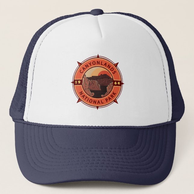 Canyonlands Nationalpark Retro Kompass Emblem Truckerkappe (Vorderseite)