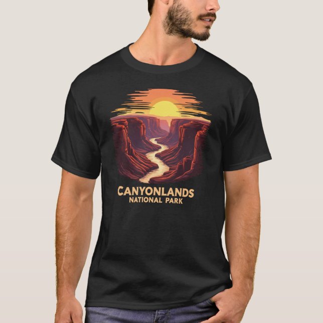 Canyonlands Nationalpark Retro Sunset Landschaft T-Shirt (Vorderseite)